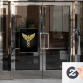 Autocollant Pour Fenêtre Symbole Polygonal Or Caduceus (Porte de bureau)