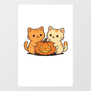 Autocollant Pour Fenêtre T-shirt mignon de chat d'Halloween � Deux chats Ka