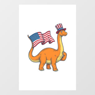 Autocollant Pour Fenêtre T-shirt vintage avec gravure de drapeau de dinosau