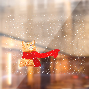 Autocollant Pour Fenêtre Tabby aime la neige
