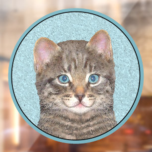 Autocollant Pour Fenêtre Tabby Gris Peinture Chat - Cute Original Art Chat