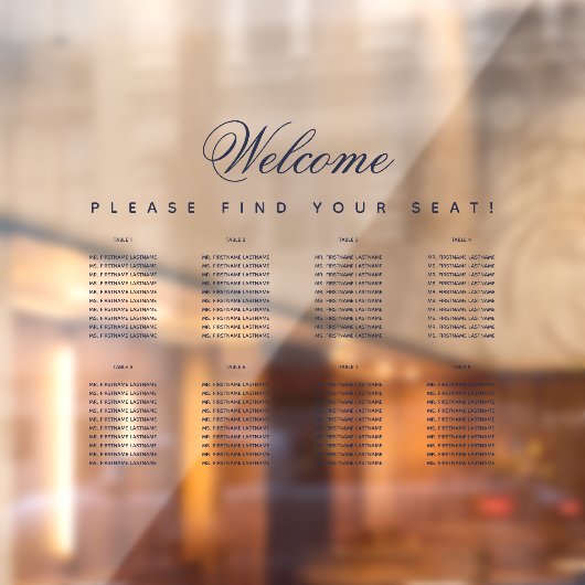 Autocollant Pour Fenêtre Tableau 8 Tableau Transparent Marine Bleu Script S (Feuille 2)