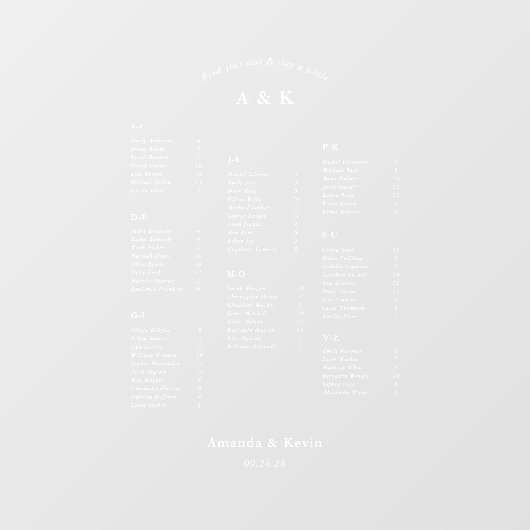 Autocollant Pour Fenêtre Tableau de sièges Mariages do-it-yourself modernes (Feuille)