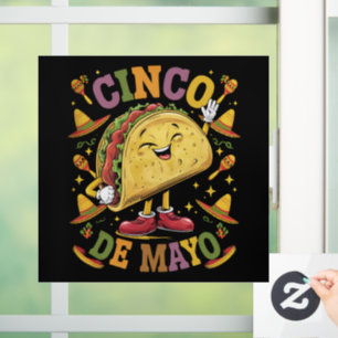 Autocollant Pour Fenêtre Taco Dansant Drôle Cinco De Mayo Fête Party