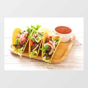 Autocollant Pour Fenêtre Tacos Viande Nourriture Mexicaine Image Restaurant