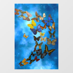Autocollant Pour Fenêtre Tapis Papillons Colorés Volant Au-Dessus De Nuages
