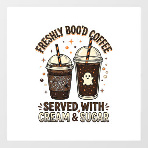 Autocollant Pour Fenêtre Tasse fantôme Halloween Café Fraîchement Infusé