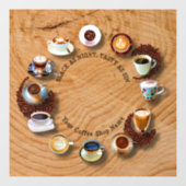 Autocollant Pour Fenêtre Tasses De Café Noir Avec Des Haricots Comme Horlog (Feuille)