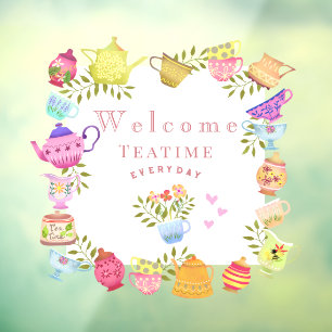 Autocollant Pour Fenêtre Teapots et tasses Bienvenue