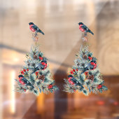 Autocollant Pour Fenêtre Tee de Noël avec Robin Rouge (Feuille 2)