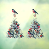 Autocollant Pour Fenêtre Tee de Noël avec Robin Rouge (Feuille 3)