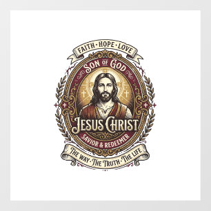 Autocollant Pour Fenêtre Tee-shirt graphique Jésus Antiques Héritage Art ch