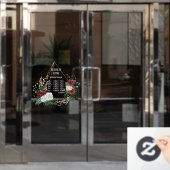 Autocollant Pour Fenêtre terrarium géométrique heures d'ouverture florales  (Porte de bureau)