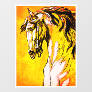 Autocollant Pour Fenêtre Tête de Cheval (Jaune)