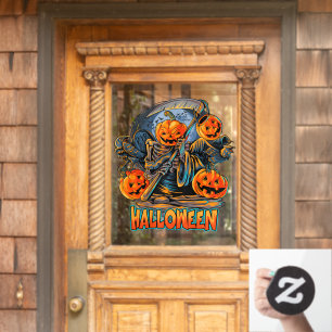 Autocollant Pour Fenêtre Tête de citrouille d'Halloween Faucheuse 