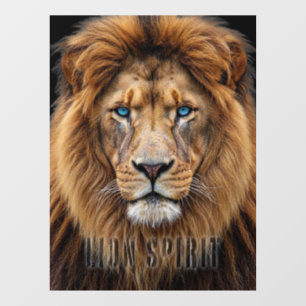 Autocollant Pour Fenêtre Tête majestueuse de lion aux yeux bleus Faune An