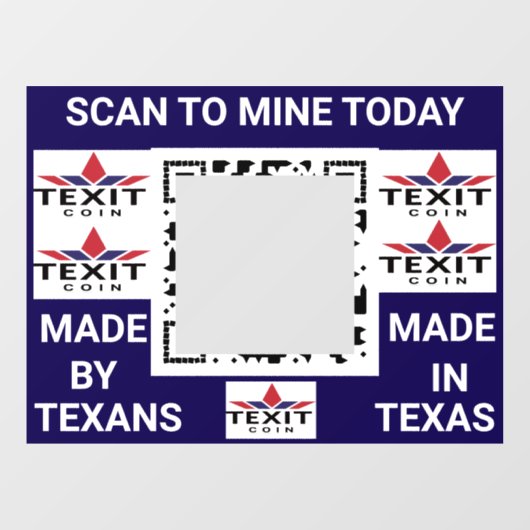 Autocollant Pour Fenêtre TeXit Coin Cobalt QR Code avec logo TeXit Coin (Feuille)
