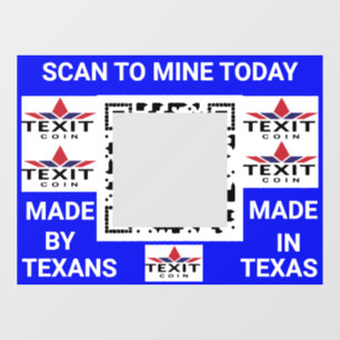 Autocollant Pour Fenêtre TeXit Coin Cobalt QR Code avec logo TeXit Coin