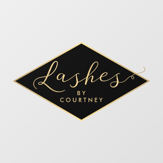 Autocollant Pour Fenêtre Texte de script Cils Or/Noir (Feuille)