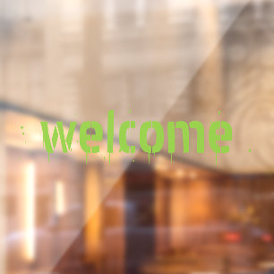 Autocollant Pour Fenêtre texte personnalisé de bienvenue Halloween slime ve