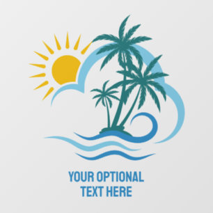 Autocollant Pour Fenêtre Texte personnalisé Îles tropicales