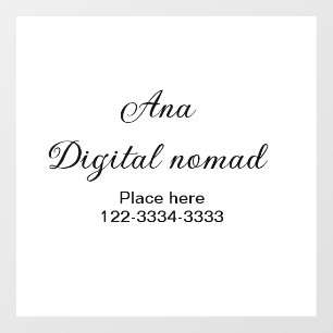 Autocollant Pour Fenêtre Texte simple minimal ajoutez votre nom lieu ville