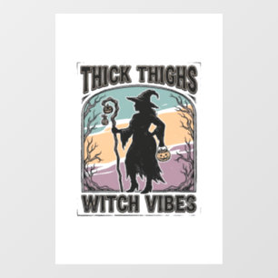 Autocollant Pour Fenêtre Thick Thighs Witch Vibes Vintage Halloween Tee_1