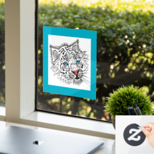 Autocollant Pour Fenêtre Tigre de bébé aux yeux bleu