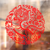 Autocollant Pour Fenêtre Tigre du Nouvel An chinois rouge (Feuille 2)