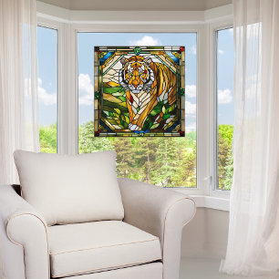 Autocollant Pour Fenêtre Tigre en faux verre teinté