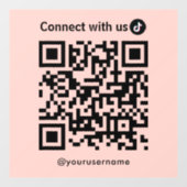 Autocollant Pour Fenêtre Tiktok Connectez-Vous Avec Us Qr Code Blush Rose (Feuille)