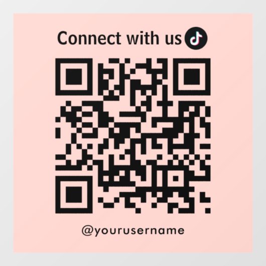 Autocollant Pour Fenêtre Tiktok Connectez-Vous Avec Us Qr Code Blush Rose (Feuille)
