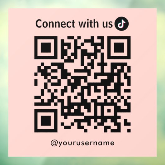 Autocollant Pour Fenêtre Tiktok Connectez-Vous Avec Us Qr Code Blush Rose (Feuille 3)