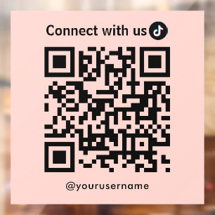 Autocollant Pour Fenêtre Tiktok Connectez-Vous Avec Us Qr Code Blush Rose
