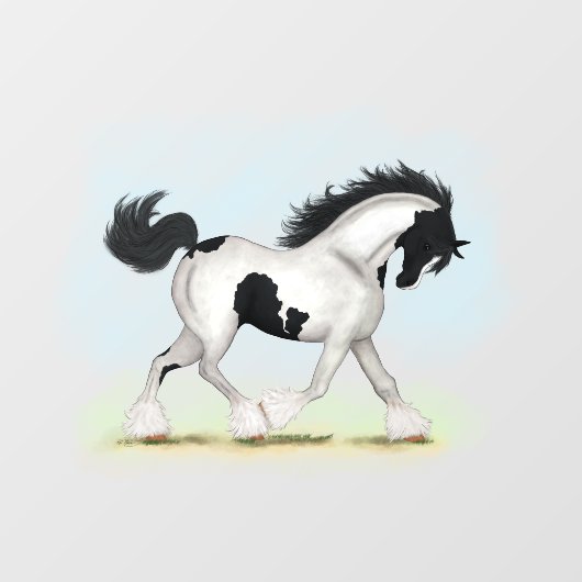Autocollant Pour Fenêtre Tobiano Gypsy Vanner Horse Decal (Feuille)