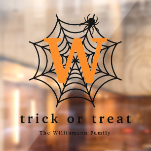 Autocollant Pour Fenêtre Toile d'araignée d'Halloween Monogramme Trick or T