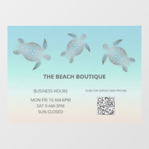 Autocollant Pour Fenêtre Tortue de mer argentée Turquoise Côtière