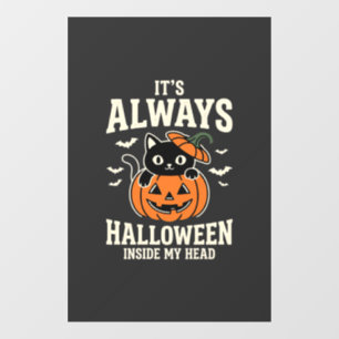 Autocollant Pour Fenêtre Toujours Halloween Chat Noir Design de Citrouille