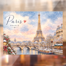 Tour Eiffel Noël d'hiver Rivière seine dans la nei