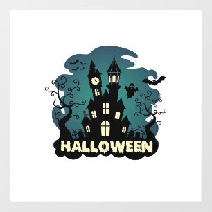Autocollant Pour Fenêtre Tour horloge chauves-souris fantôme Halloween mais