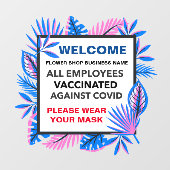 Autocollant Pour Fenêtre Tous les employés vaccinés portent un masque perso (Feuille)