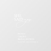 Autocollant Pour Fenêtre Transparent Elle A Dit Oui Signal Fête des mariées (Feuille)