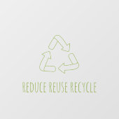 Autocollant Pour Fenêtre Transparent Réduire Réutiliser Recycle Eco Busines (Feuille)