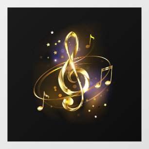 Autocollant Pour Fenêtre Trèfle à trois feuilles en or Musique