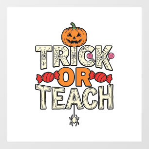 Autocollant Pour Fenêtre Trick Or Teach Halloween Professeur Vintage Vector