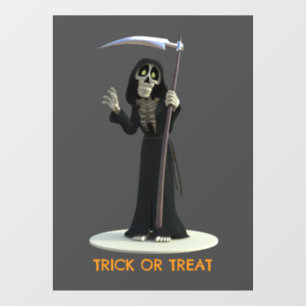 Autocollant Pour Fenêtre Trick or Treat. Grim Reaper de dessin animé