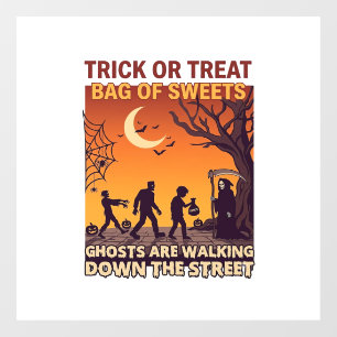 Autocollant Pour Fenêtre Trick Or Treat Halloween Zombies Grim Reaper Citro