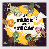 Autocollant Pour Fenêtre Trick ou traiter les caractères d'Halloween (Feuille)