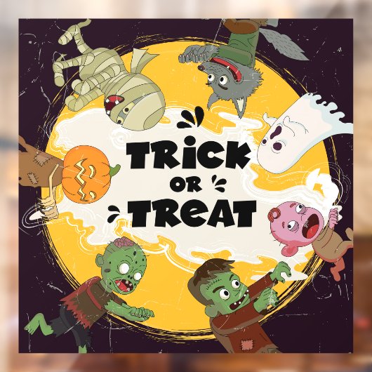 Autocollant Pour Fenêtre Trick ou traiter les caractères d'Halloween (Feuille 2)