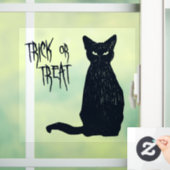 Autocollant Pour Fenêtre Tricoter ou traiter - Chat noir Silhouette Hallowe (Maison)